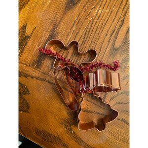 Set Of 4 Copper Cookie Cutters - Gingerbread Candy Cane & Tree Shapes